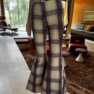 Free People Plaid Float On Flare Jeans